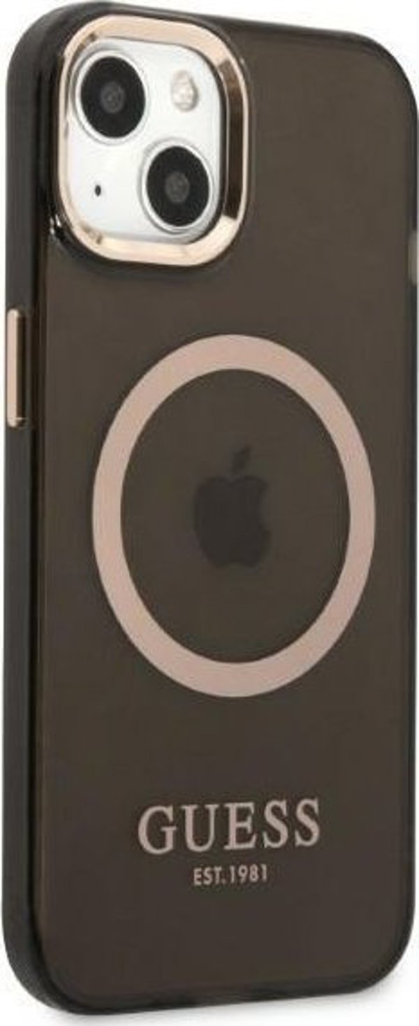 Guess Guess GUHMP13MHTCMK iPhone 13 6,1" μαύρη/black σκληρή θήκη Χρυσό Περίγραμμα Ημιδιαφανές MagSafe NoSize