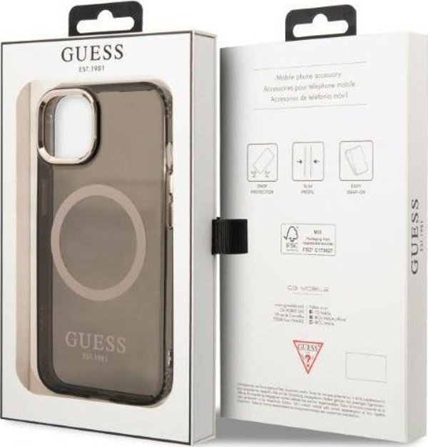 Guess Guess GUHMP13MHTCMK iPhone 13 6,1" μαύρη/black σκληρή θήκη Χρυσό Περίγραμμα Ημιδιαφανές MagSafe NoSize