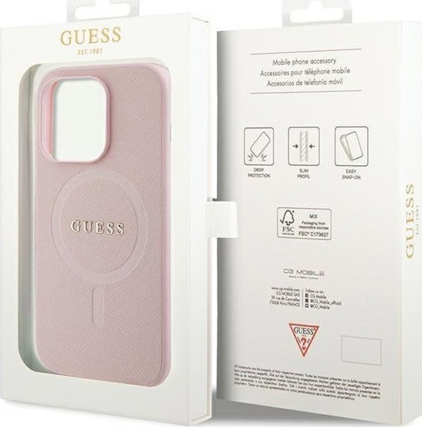 Guess Guess GUHMP13XPSAHMCP iPhone 13 Pro Max 6,7" ροζ σκληρή θήκη Saffiano MagSafe