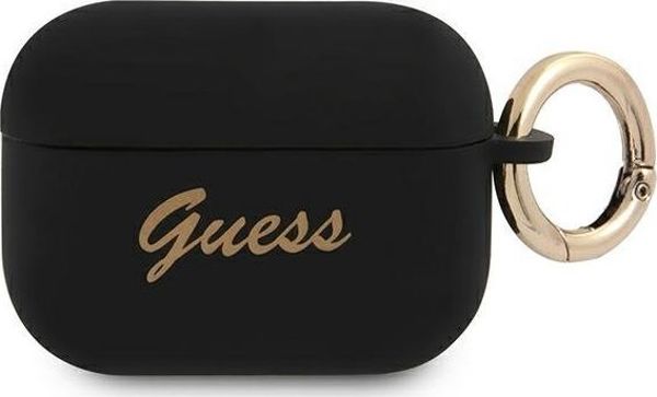 Guess Θήκη προστασίας GUAPSSSK Silicone Vintage Script για AirPods Pro μαύρη