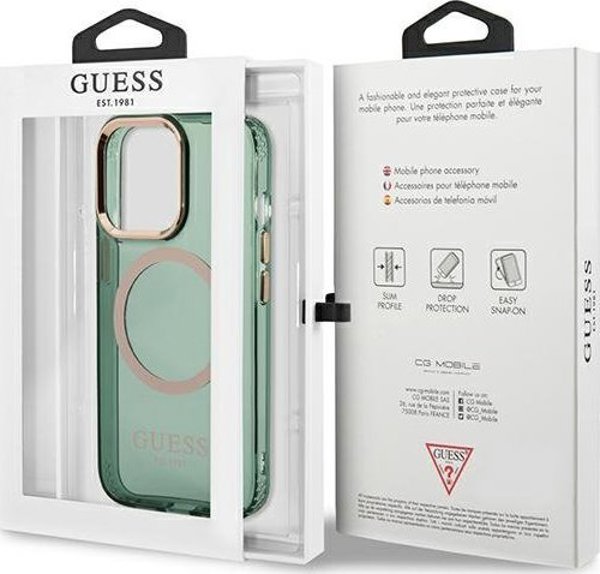Guess Guess GUHMP13LHTCMA iPhone 13 Pro / 13 6,1" πράσινη/χακί σκληρή θήκη Χρυσό Περίγραμμα Ημιδιαφανές MagSafe NoSize