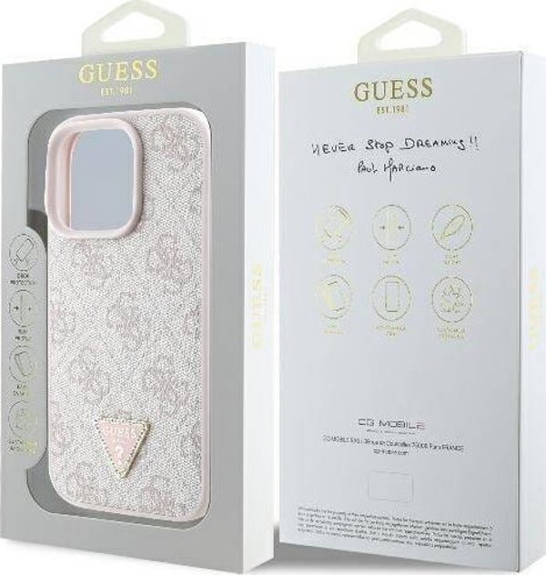 Guess Guess GUHCP16XP4TDPP iPhone 16 Pro Max 6.1" ρόζοβυ/pink hardcase Leather 4G Triangle Strass MagSafe