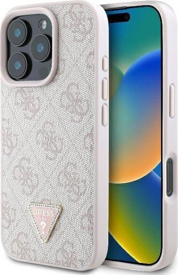 Guess Guess GUHCP16XP4TDPP iPhone 16 Pro Max 6.1" ρόζοβυ/pink hardcase Leather 4G Triangle Strass MagSafe