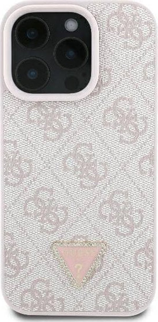 Guess Guess GUHCP16XP4TDPP iPhone 16 Pro Max 6.1" ρόζοβυ/pink hardcase Leather 4G Triangle Strass MagSafe