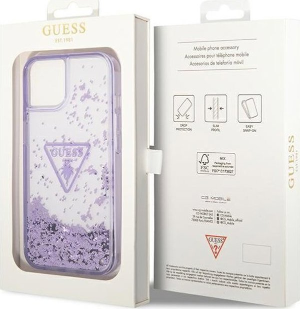 Guess Etui Guess GUHCP14MLFCTPU Apple iPhone 14 Plus μωβ σκληρή θήκη Liquid Glitter Palm Collection