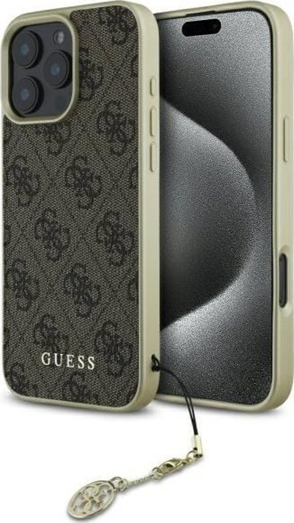Guess Guess GUHCP16LGF4GBR iPhone 16 Pro 6.3" καφέ σκληρή θήκη 4G Charms Collection
