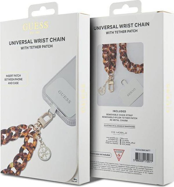 Guess cord GUOUCBMC4MT brown-gold HDSP PU Saffiano Chain Strap 4G Charm 3666339170684
