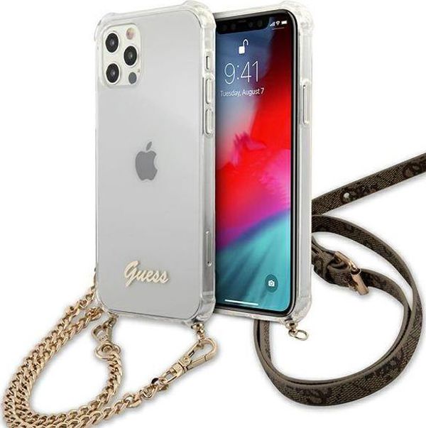 Guess Guess GUHCP12LKC4GSGO iPhone 12 Pro Max 6,7" Διάφανη σκληρή θήκη 4G Χρυσή Αλυσίδα