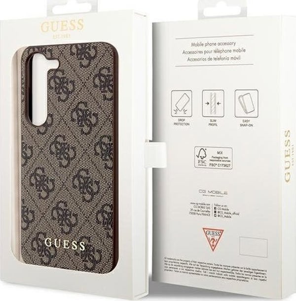 Guess Guess GUHCSA55GF4GBR A55 A556 καφέ σκληρή θήκη 4G Charms Collection