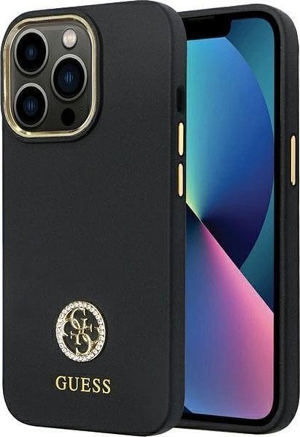 Guess Guess GUHCP13LM4DGPK iPhone 13 Pro / 13 6.1" μαύρη σκληρή θήκη σιλικόνης με λογότυπο Strass 4G