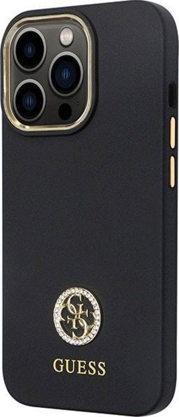 Guess Guess GUHCP13LM4DGPK iPhone 13 Pro / 13 6.1" μαύρη σκληρή θήκη σιλικόνης με λογότυπο Strass 4G