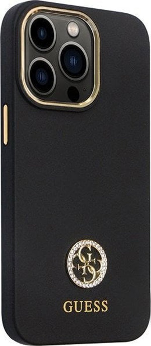 Guess Guess GUHCP13LM4DGPK iPhone 13 Pro / 13 6.1" μαύρη σκληρή θήκη σιλικόνης με λογότυπο Strass 4G