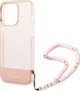 Guess Θήκη Guess GUHCP14LHGCOHP Apple iPhone 14 Pro ροζ/ροζ σκληρή θήκη Διαφανής Μαργαριταρένιος Ιμάντας