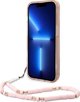 Guess Θήκη Guess GUHCP14LHGCOHP Apple iPhone 14 Pro ροζ/ροζ σκληρή θήκη Διαφανής Μαργαριταρένιος Ιμάντας