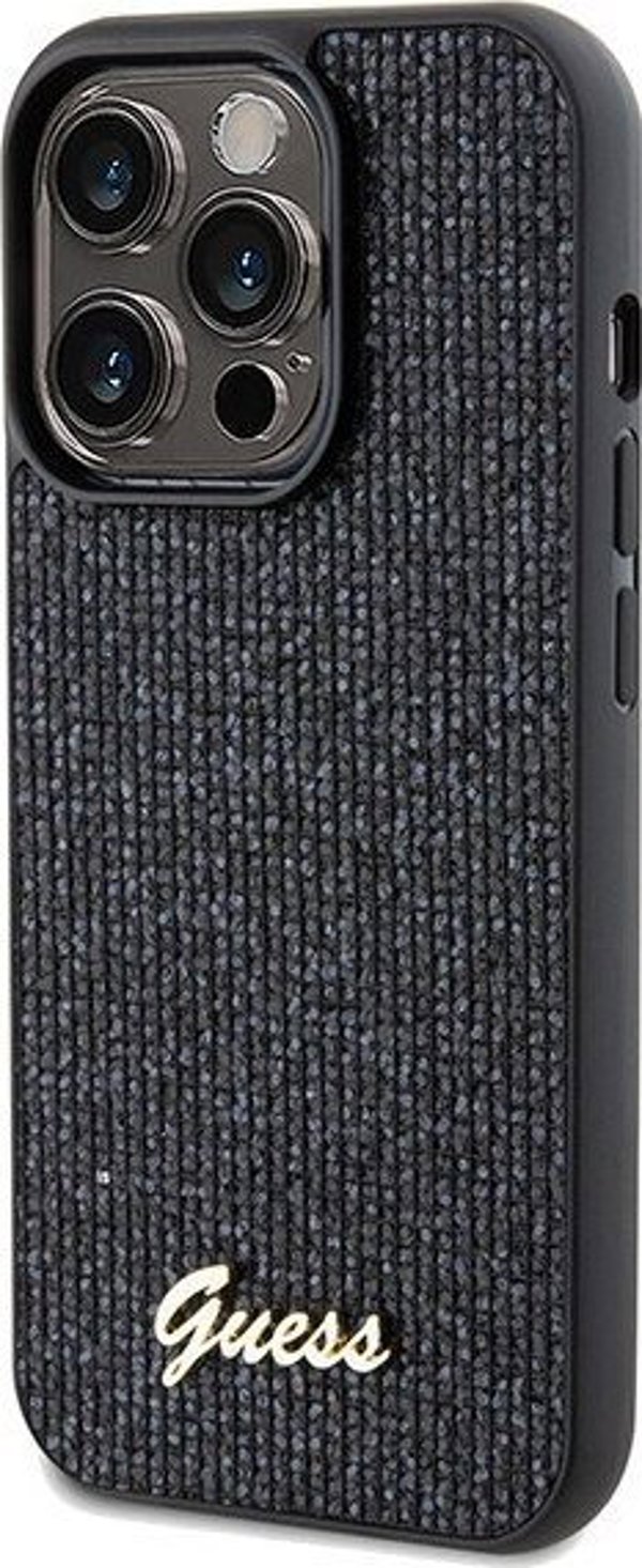 Guess case for iPhone 14 Pro 6,1" GUHCP14LPMSDGSK HC PU DISCO SCRIPT METAL BLACK 3666339173418