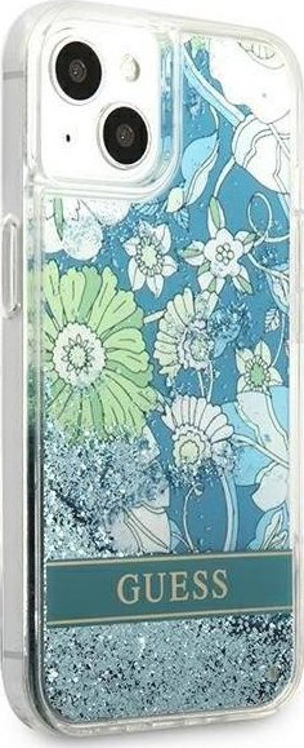 Guess Θήκη Guess GUHCP13MLFLSN Apple iPhone 13 πράσινο σκληρή θήκη Flower Liquid Glitter