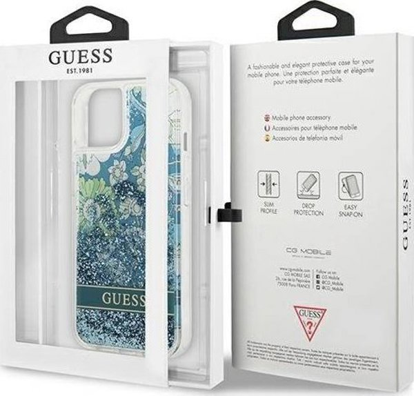 Guess Θήκη Guess GUHCP13MLFLSN Apple iPhone 13 πράσινο σκληρή θήκη Flower Liquid Glitter