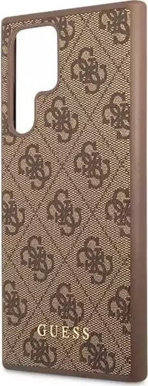 Guess case for Samsung Galaxy S23 Ultra GUHCS23LG4GFBR brown hard case 4G Metal Gold Logo 3666339117009