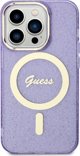 Guess case for iPhone 14 Pro 6,1" GUHMP14LHCMCGU purple hardcase Magsafe IML Glitter Gold 3666339125684