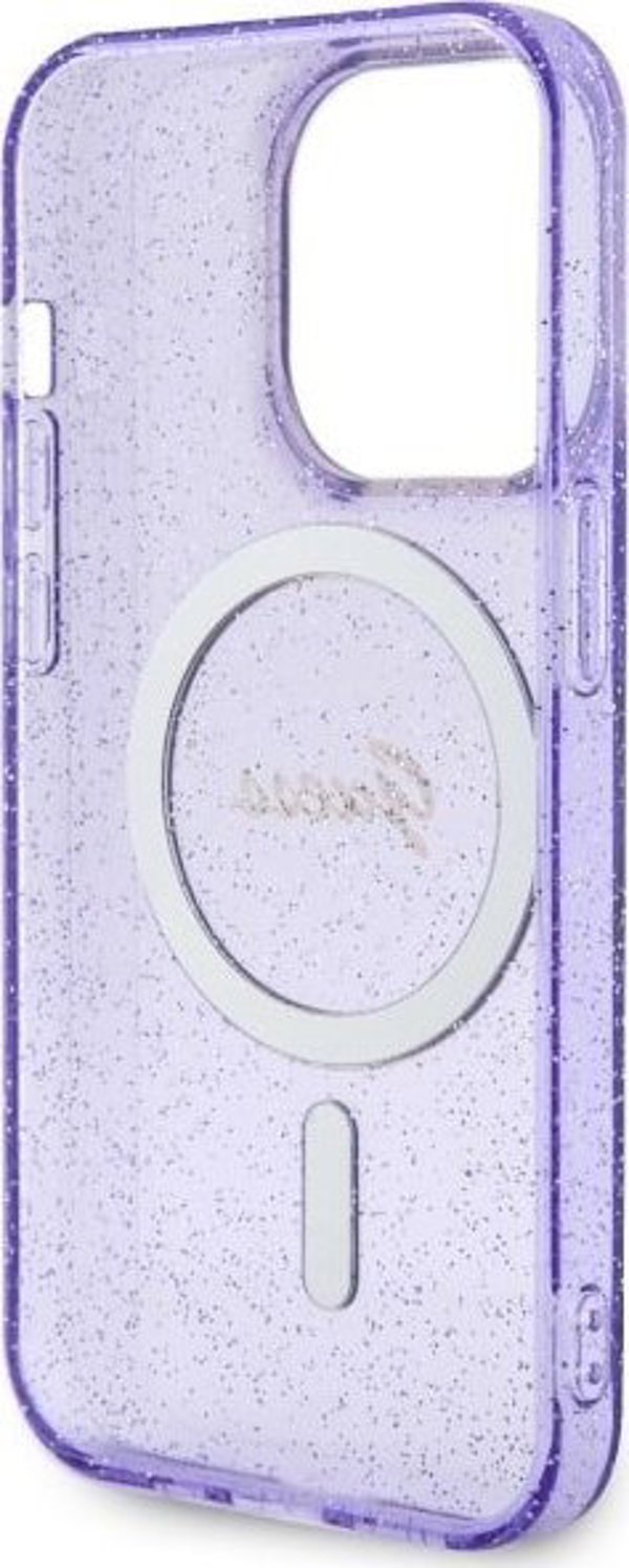 Guess case for iPhone 14 Pro 6,1" GUHMP14LHCMCGU purple hardcase Magsafe IML Glitter Gold 3666339125684