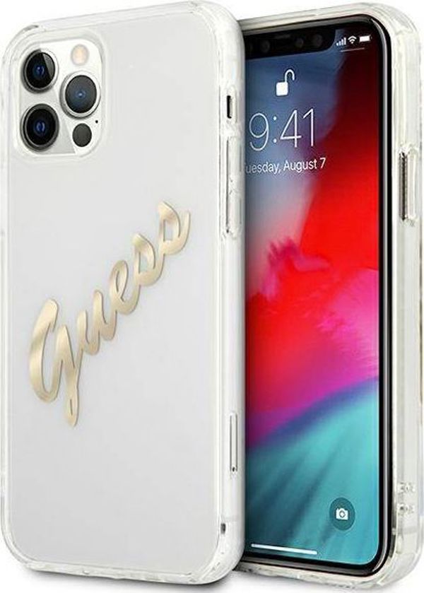 Guess Guess GUHCP12LKTRSVGO iPhone 12 Pro Max 6,7" Διάφανη σκληρή θήκη Vintage Script Χρυσό