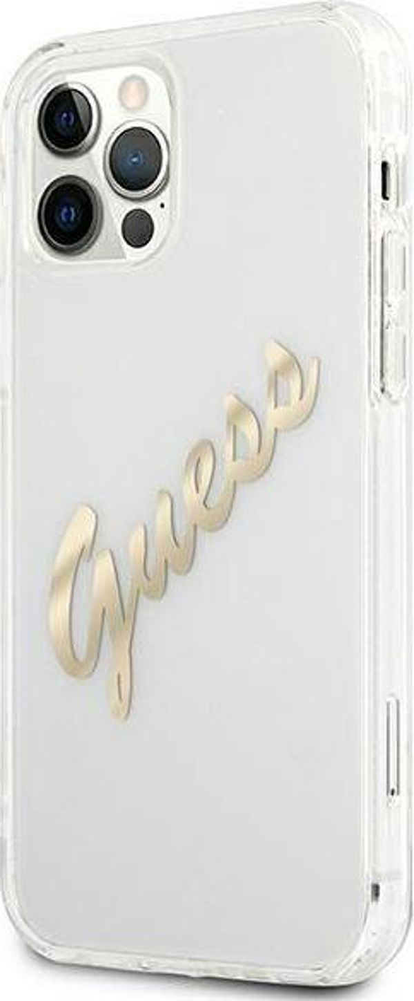 Guess Guess GUHCP12LKTRSVGO iPhone 12 Pro Max 6,7" Διάφανη σκληρή θήκη Vintage Script Χρυσό