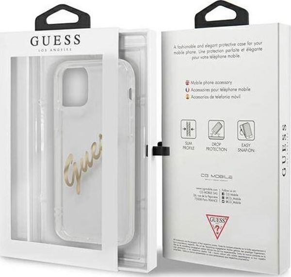 Guess Guess GUHCP12LKTRSVGO iPhone 12 Pro Max 6,7" Διάφανη σκληρή θήκη Vintage Script Χρυσό