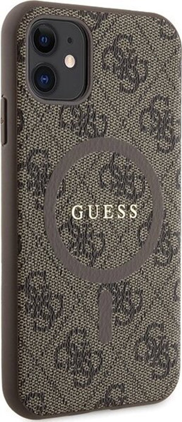 Guess Guess GUHMN61G4GFRW iPhone 11 6.1" / Xr καφέ σκληρή θήκη 4G Collection Leather Metal Logo MagSafe