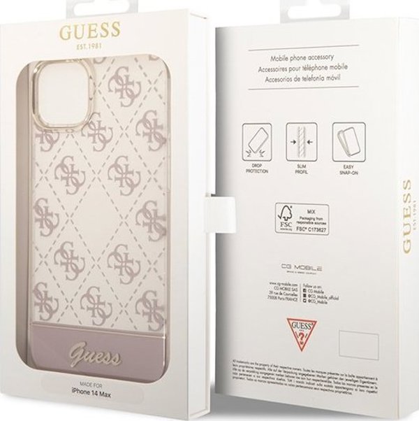 Guess Θήκη Guess GUHCP14MHG4MHP Apple iPhone 14 Plus ροζ σκληρή θήκη 4G Pattern Script