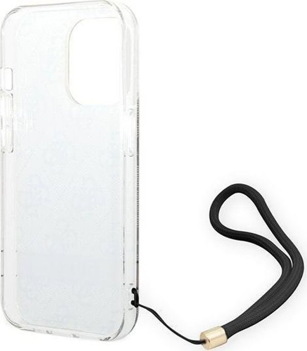 Guess case for iPhone 14 Pro 6,1" GUOHCP14LH4STW brown HC PC/TPU Print 4G Cord 3666339093853