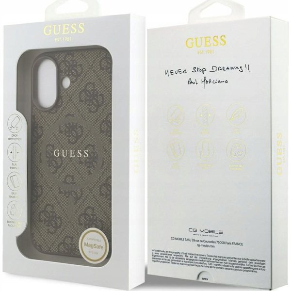 GUESS θήκη για IPHONE 17 συμβατή με MagSafe GUHMP17SG4GFRW (PU 4G Ring Classic Logo) καφέ