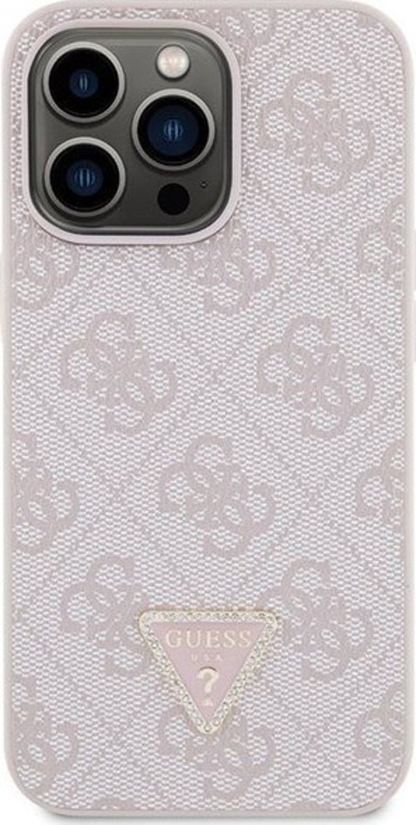 Guess case for iPhone 13 Pro Max 6,7" GUHCP13XP4TDSCPP pink HC PU Leather Metal Logo Strass Crossbody 3666339147174