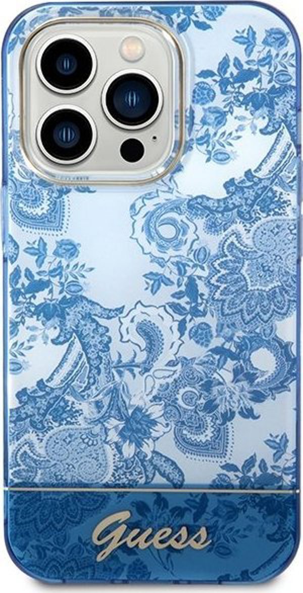 Guess Θήκη Guess GUHCP14LHGPLHB Apple iPhone 14 Pro μπλε σκληρή θήκη Συλλογή Πορσελάνης