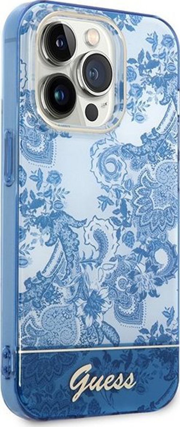 Guess Θήκη Guess GUHCP14LHGPLHB Apple iPhone 14 Pro μπλε σκληρή θήκη Συλλογή Πορσελάνης