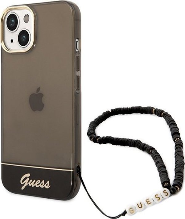 Guess Θήκη Guess GUHCP14SHGCOHK Apple iPhone 14 μαύρο/black σκληρή θήκη Διαφανές Μαργαριταρένιο Λουρί