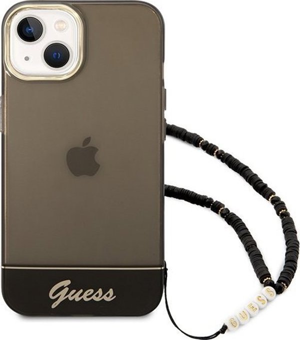 Guess Θήκη Guess GUHCP14SHGCOHK Apple iPhone 14 μαύρο/black σκληρή θήκη Διαφανές Μαργαριταρένιο Λουρί
