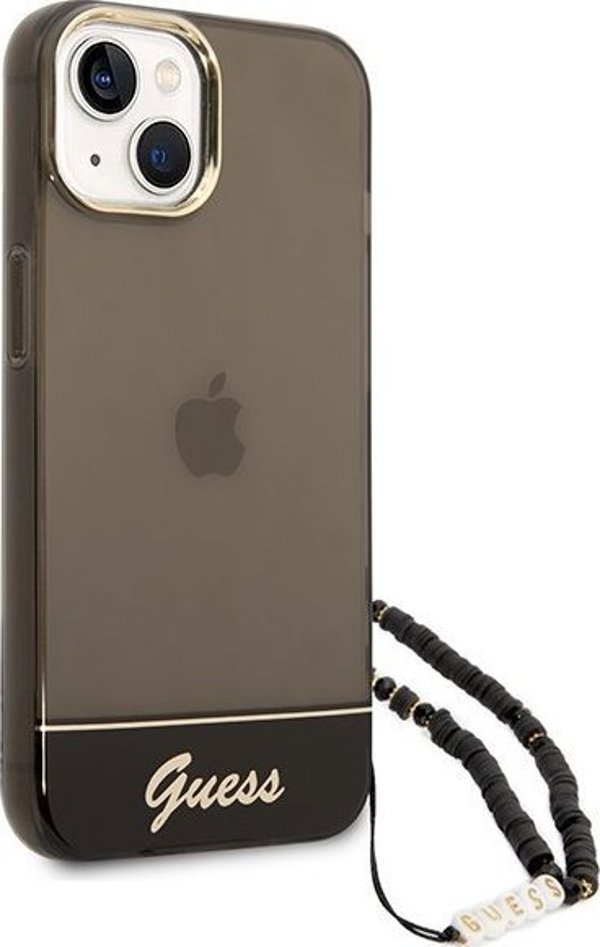 Guess Θήκη Guess GUHCP14SHGCOHK Apple iPhone 14 μαύρο/black σκληρή θήκη Διαφανές Μαργαριταρένιο Λουρί