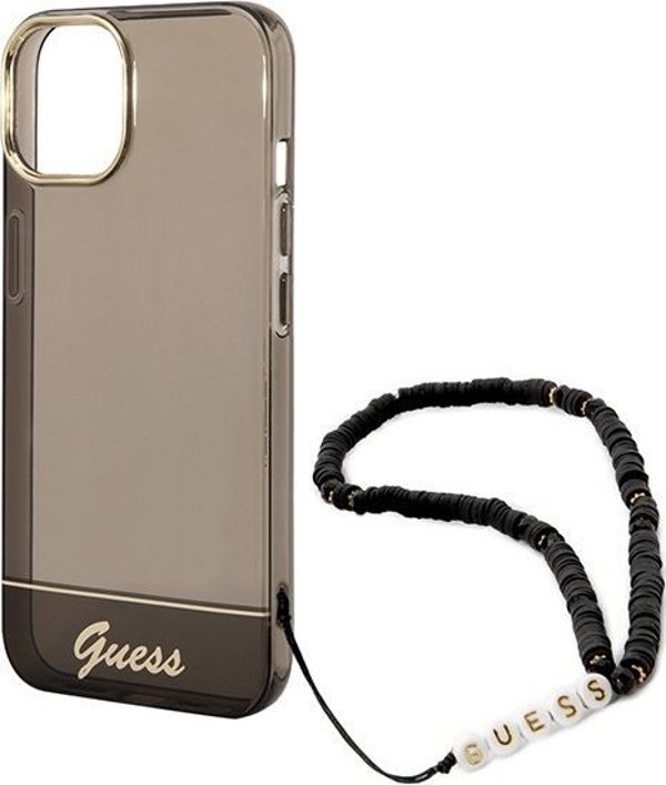 Guess Θήκη Guess GUHCP14SHGCOHK Apple iPhone 14 μαύρο/black σκληρή θήκη Διαφανές Μαργαριταρένιο Λουρί