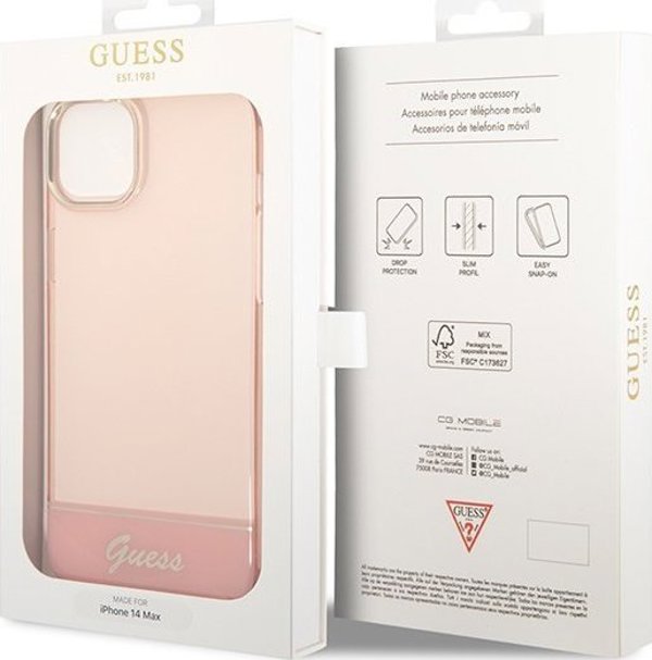 Guess Θήκη Guess GUHCP14MHGCOP Apple iPhone 14 Plus ροζ/ροζ σκληρή θήκη Ημιδιαφανής