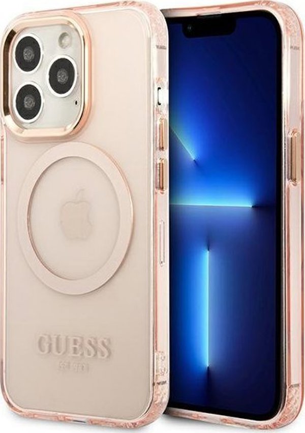 Guess Guess GUHMP13XHTCMP iPhone 13 Pro Max 6,7" ροζ σκληρή θήκη Χρυσό Περίγραμμα Ημιδιαφανές MagSafe NoSize