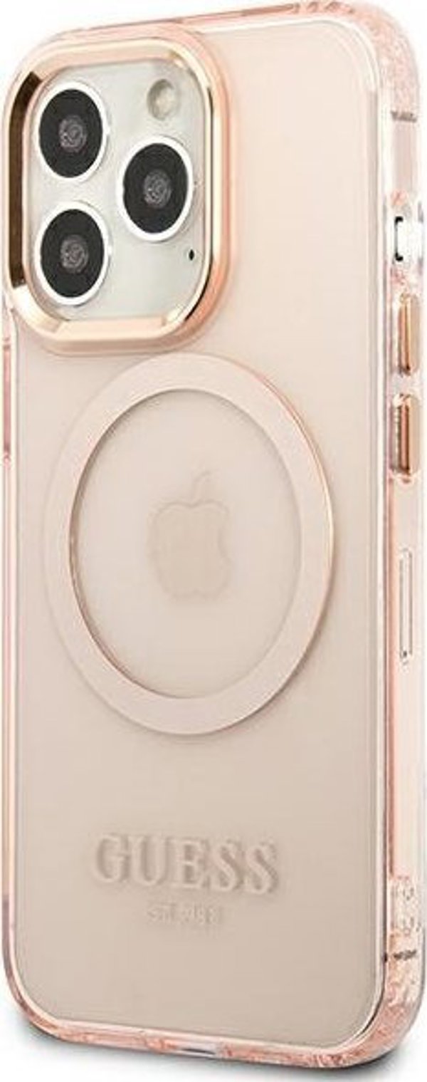 Guess Guess GUHMP13XHTCMP iPhone 13 Pro Max 6,7" ροζ σκληρή θήκη Χρυσό Περίγραμμα Ημιδιαφανές MagSafe NoSize