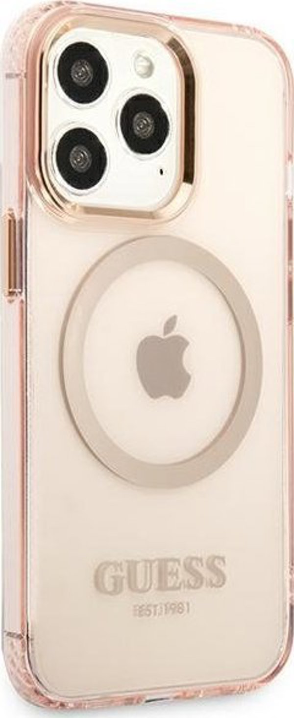Guess Guess GUHMP13XHTCMP iPhone 13 Pro Max 6,7" ροζ σκληρή θήκη Χρυσό Περίγραμμα Ημιδιαφανές MagSafe NoSize