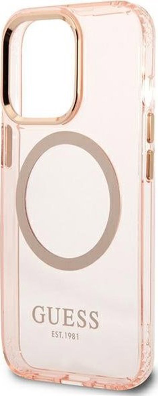 Guess Guess GUHMP13XHTCMP iPhone 13 Pro Max 6,7" ροζ σκληρή θήκη Χρυσό Περίγραμμα Ημιδιαφανές MagSafe NoSize