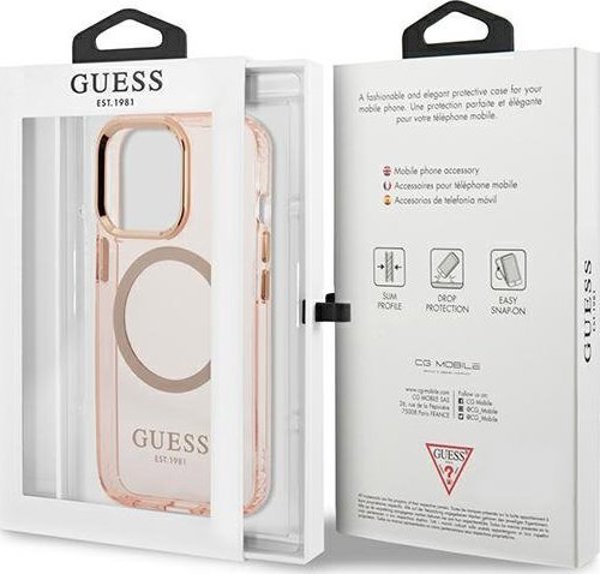 Guess Guess GUHMP13XHTCMP iPhone 13 Pro Max 6,7" ροζ σκληρή θήκη Χρυσό Περίγραμμα Ημιδιαφανές MagSafe NoSize