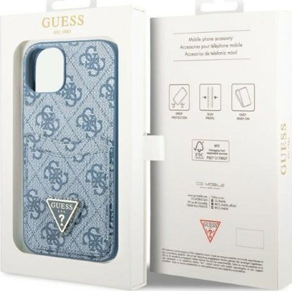 Guess Guess GUHCP13SP4TPB iPhone 13 mini 5,4" μπλε σκληρή θήκη 4G Triangle Logo Cardslot NoSize