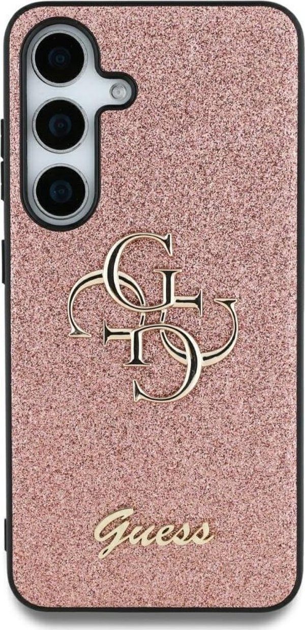 Guess Θήκη Fixed Glitter Big 4G Metal Logo για Samsung Galaxy S25 Ultra Ροζ