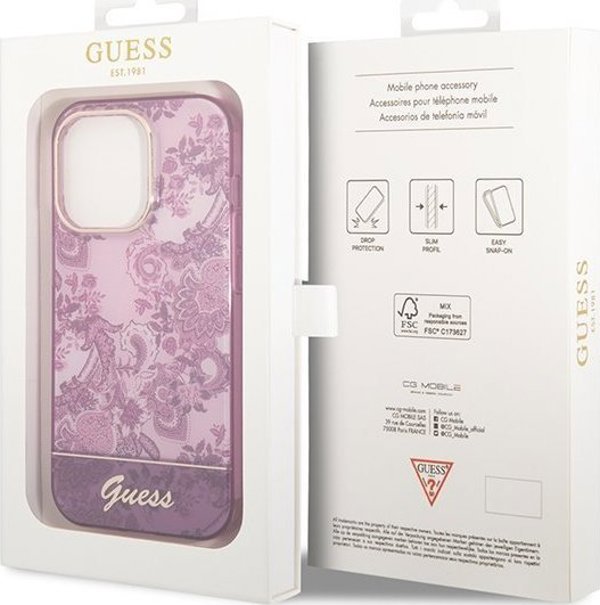 Guess Θήκη Guess GUHCP14XHGPLHF Apple iPhone 14 Pro Max φούξια σκληρή θήκη Συλλογή Πορσελάνης