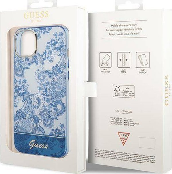 Guess Etui Guess GUHCP14MHGPLHB Apple iPhone 14 Plus μπλε σκληρή θήκη Συλλογή Πορσελάνης