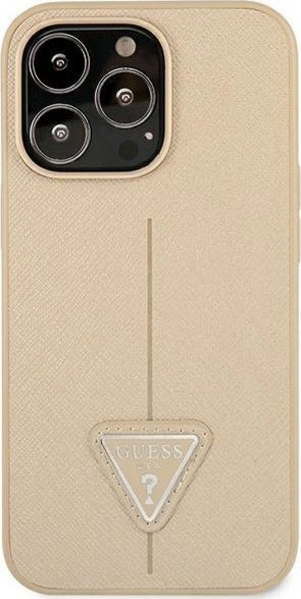 Guess Etui Guess για iPhone 14 Pro 6,1" σκληρή θήκη SaffianoTriangle Logo σε μπεζ χρώμα