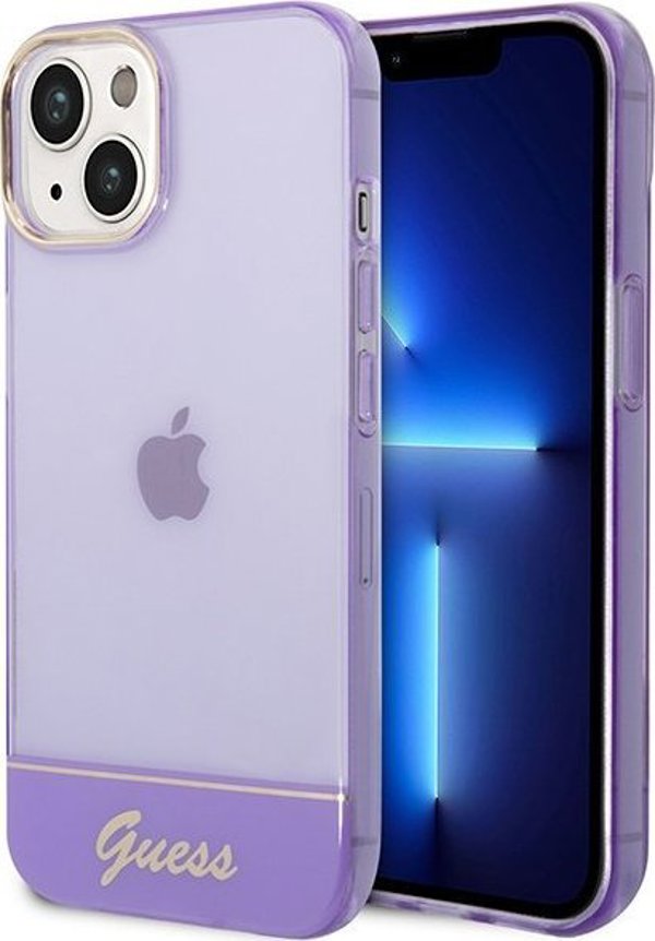 Θήκη Guess GUHCP14SHGCOU Apple iPhone 14 μωβ σκληρή θήκη Διαφανής